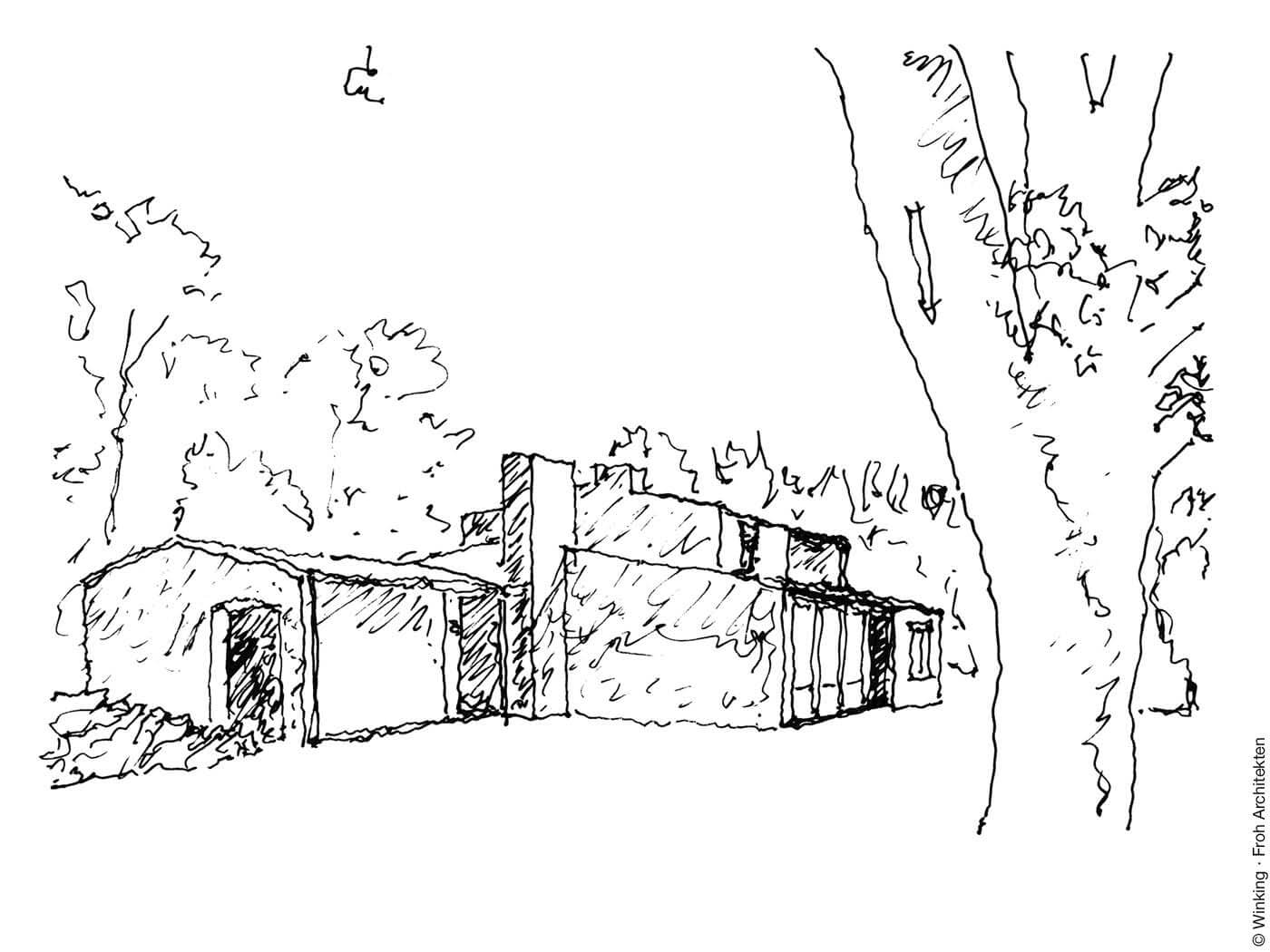 Zeichnung von Bernhard Winking: Godber Nissen, Wohnhaus, Königstein