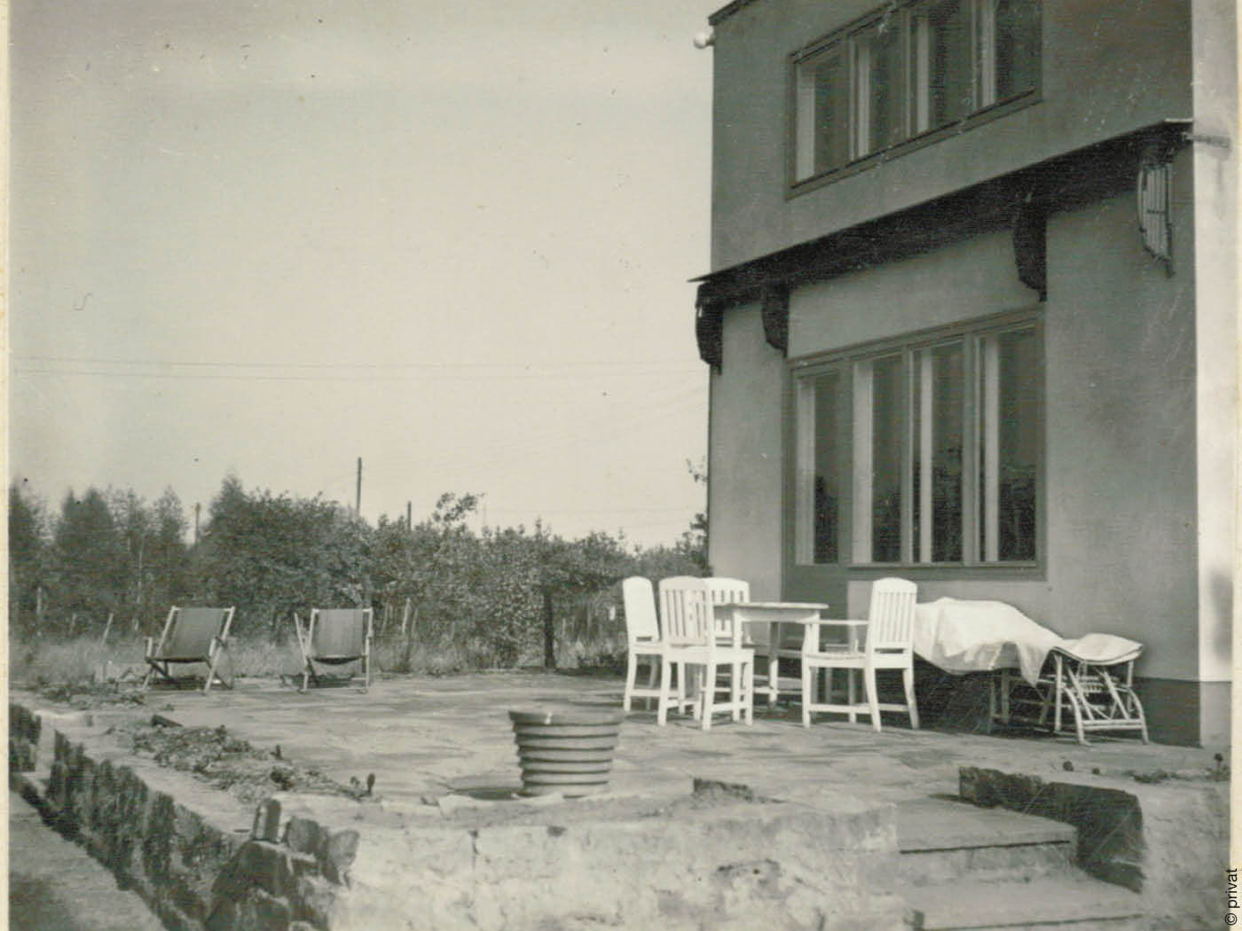 historische Fotografie der Terrasse des Haus Pungs