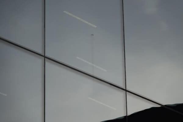 Abdruck von Vogelschlag an Glasfassade