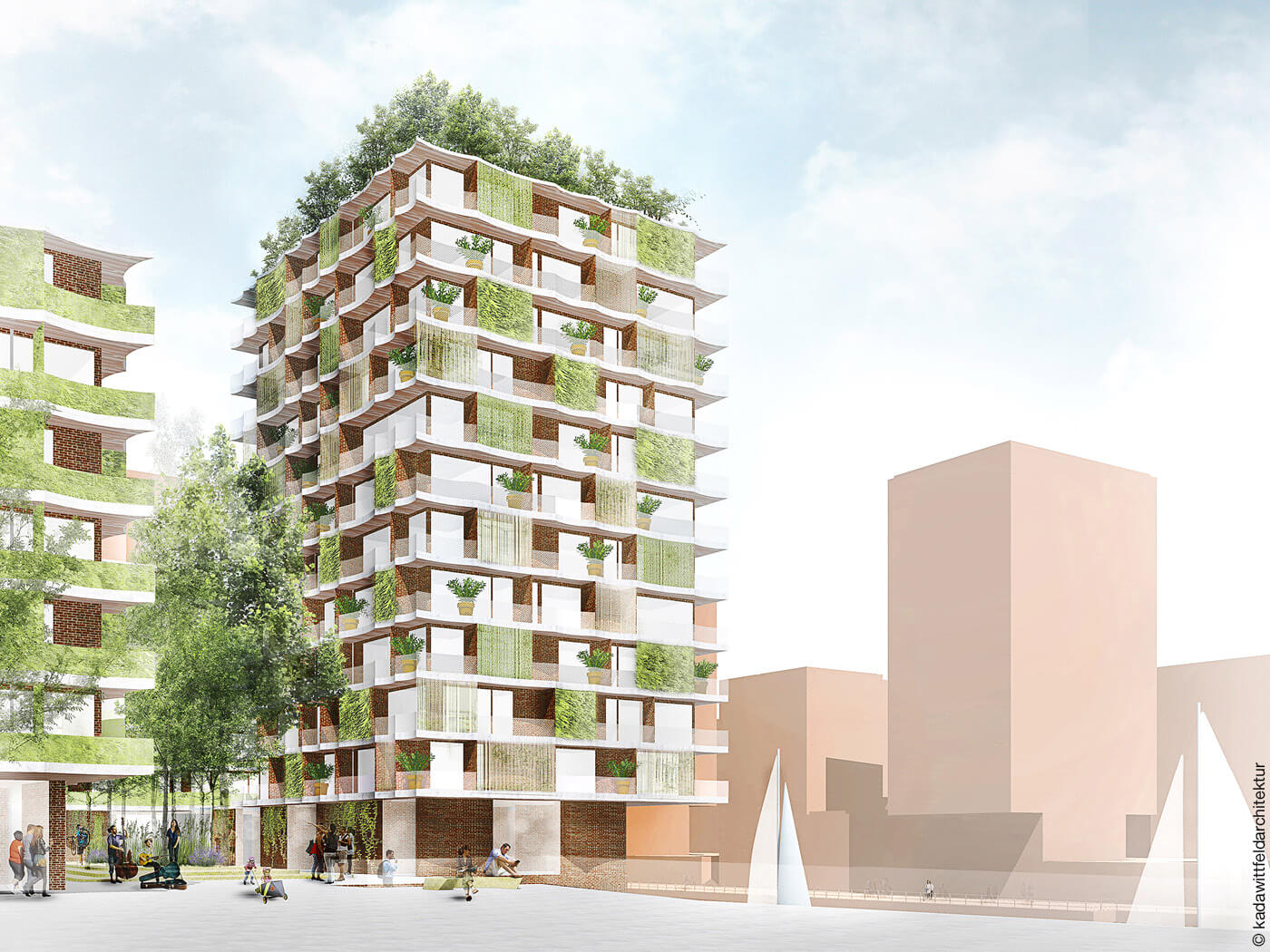 Rendering C2C-Wohnhochhaus „Moringa“ in Hamburg