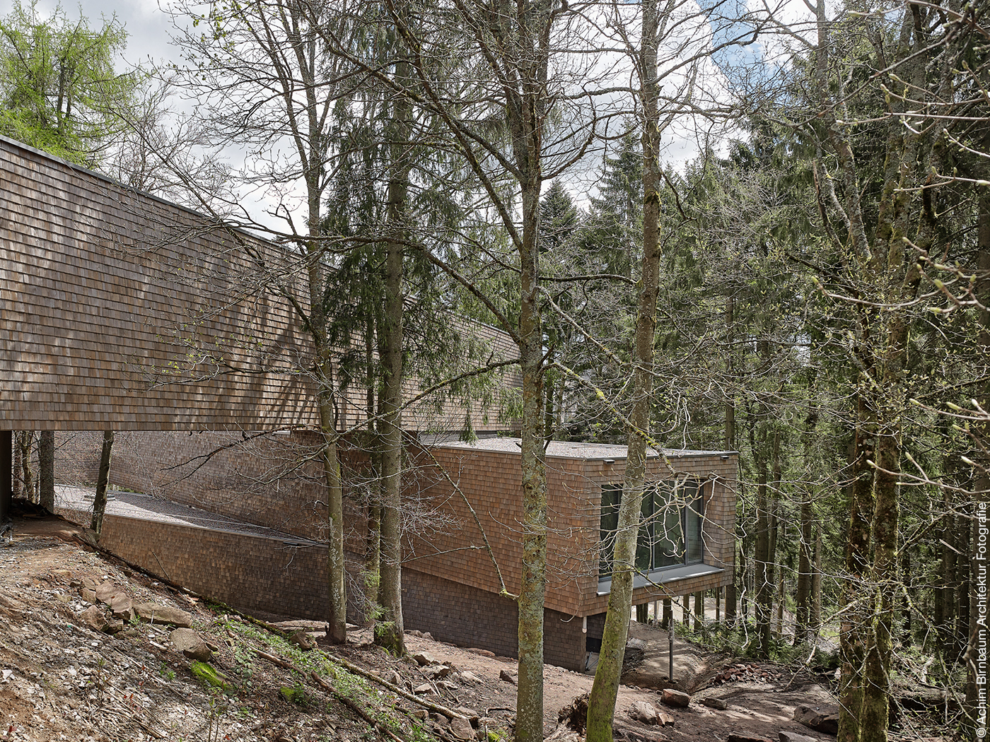 Nationalparkzentrum mit Holzfassade im Wald