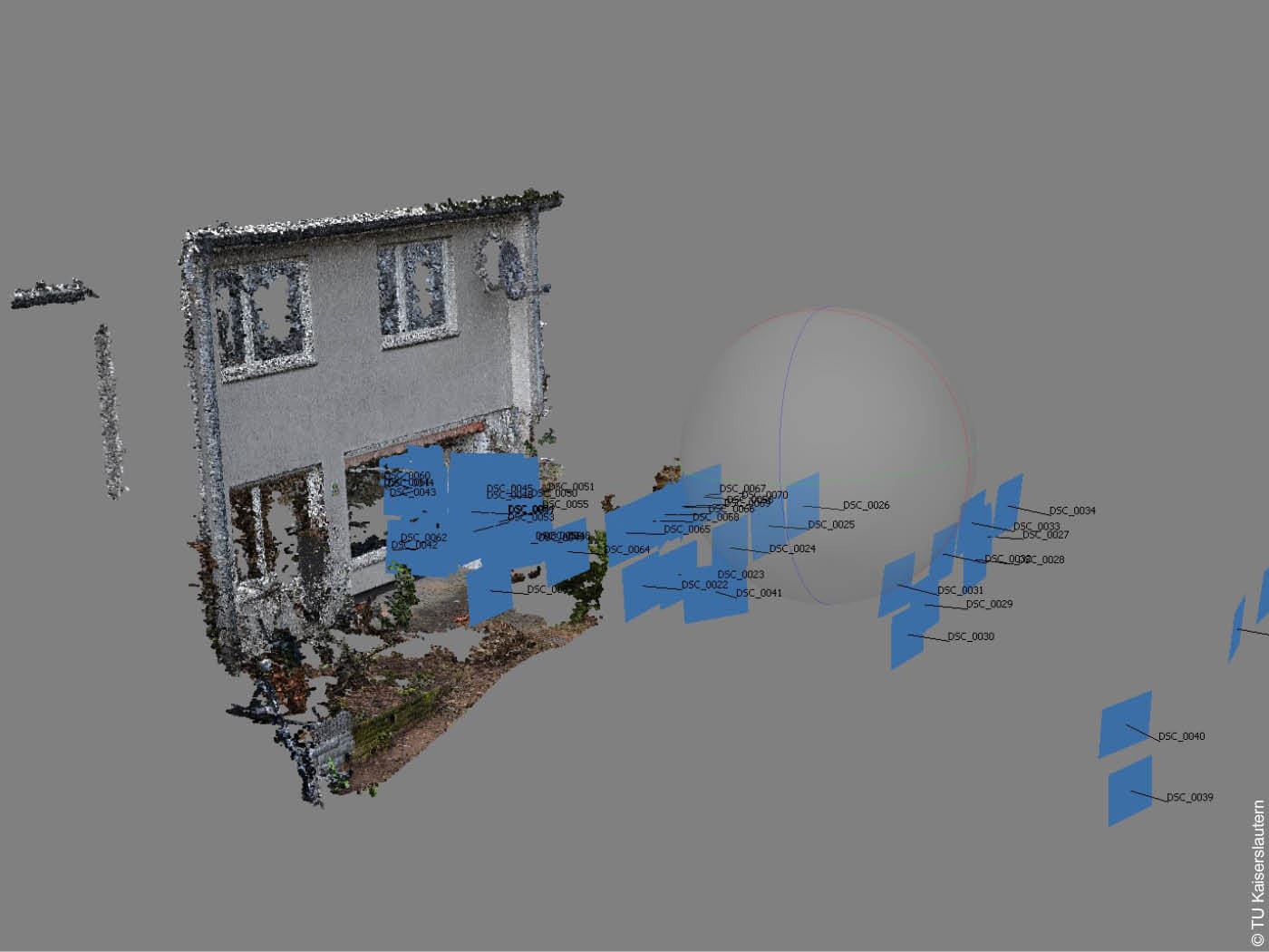 Datenverarbeitung beim Laserscan einer Hauswand