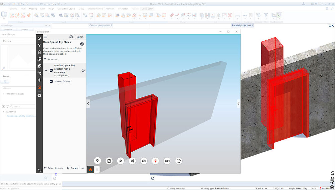 CAD-Software mit BIM-Modellprüfung Solibri Inside von Allplan