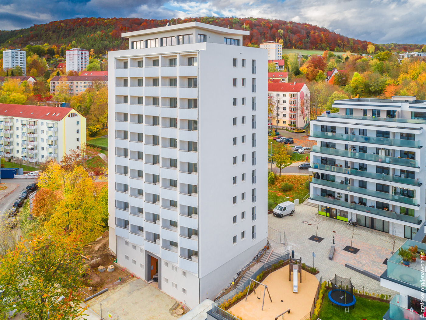 Saniertes Hochhaus in Jena