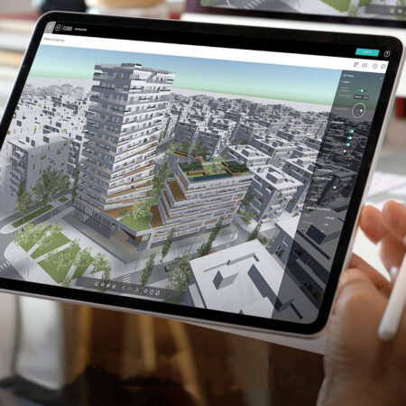 Tablet mit geöffneter Architektursoftware