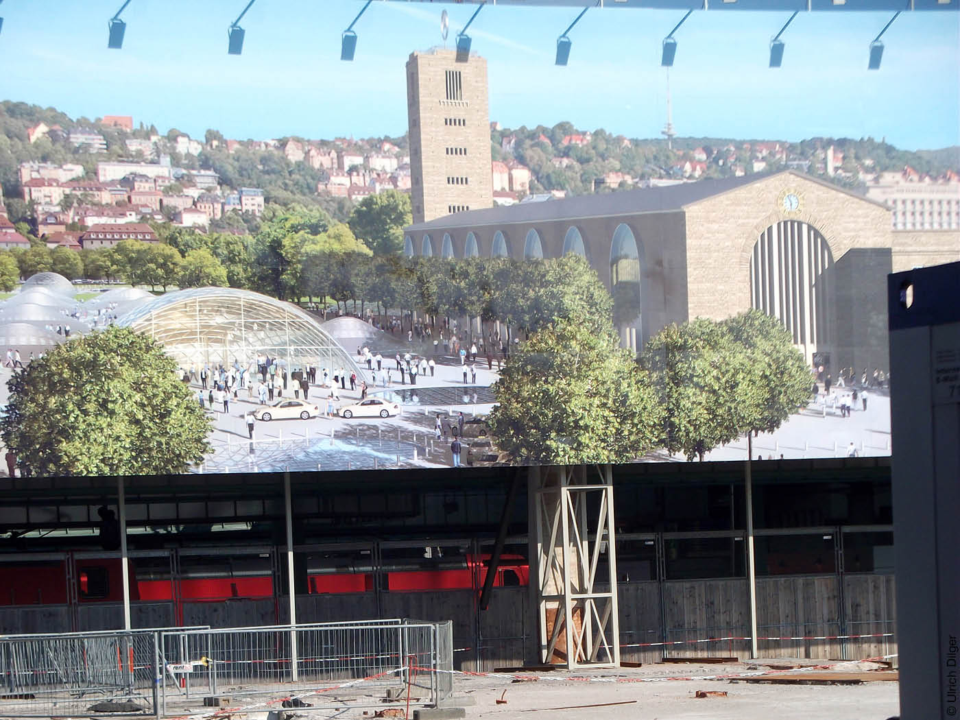 Visualisierung des neuen Bahnhofs Stuttgart-21 am Bonatz-Bau