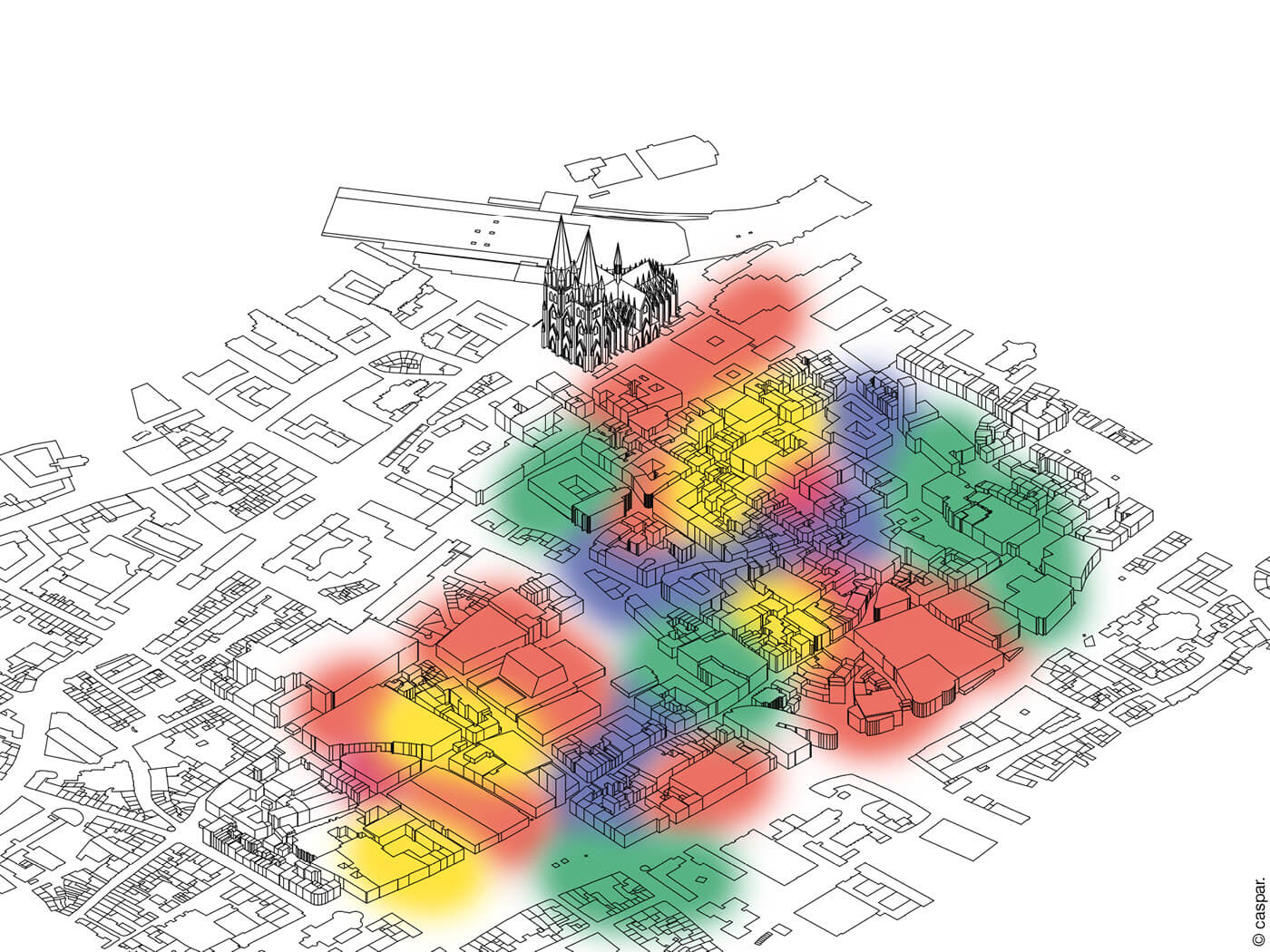 Nutzung der Kölner Innenstadt farblich markiert