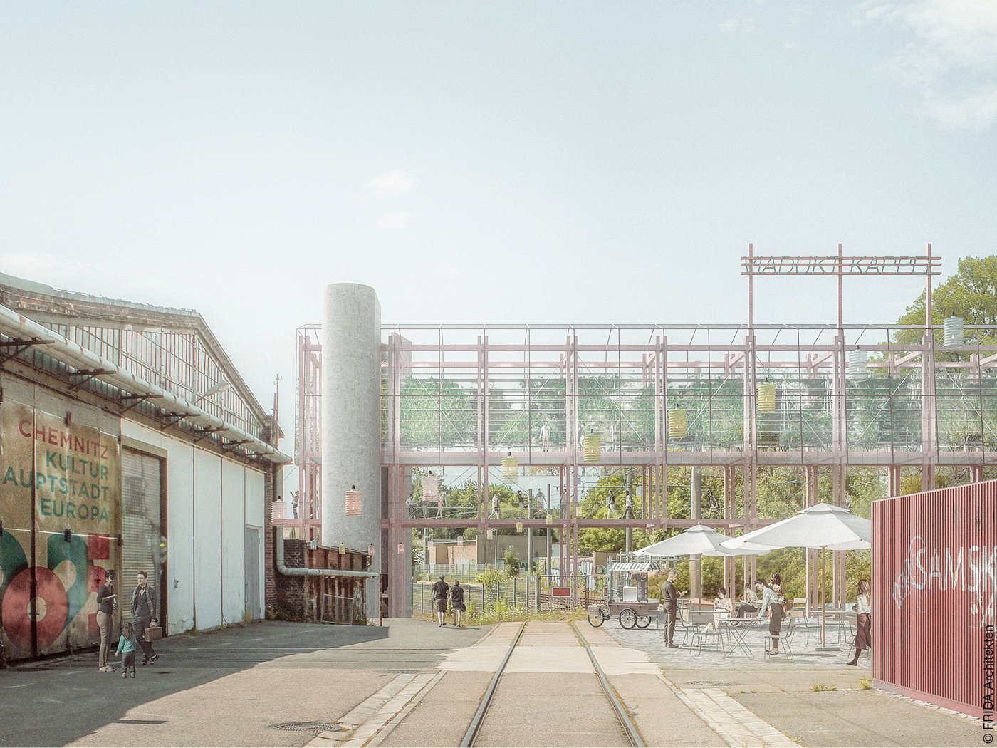 Rendering „Garagencampus“ für die Kulturhauptstadt Chemnitz 2025