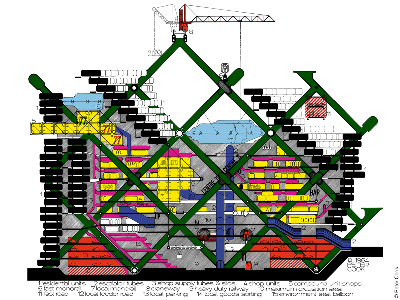 Zeichnung Plug-in-City von Peter Cook