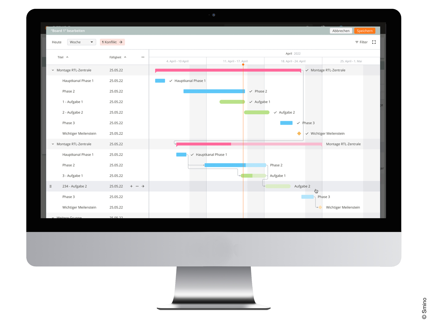 Screen mit Software von Smino