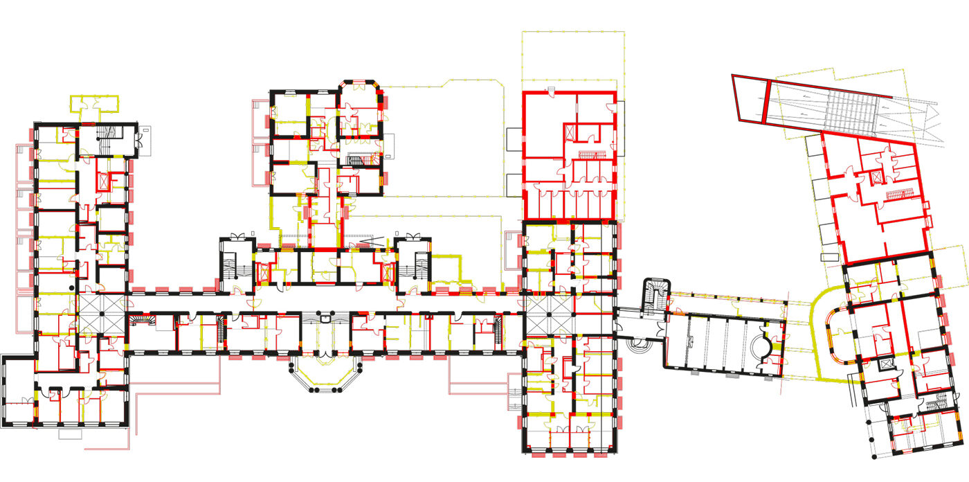 Grundriss mit Abriss und Neubau