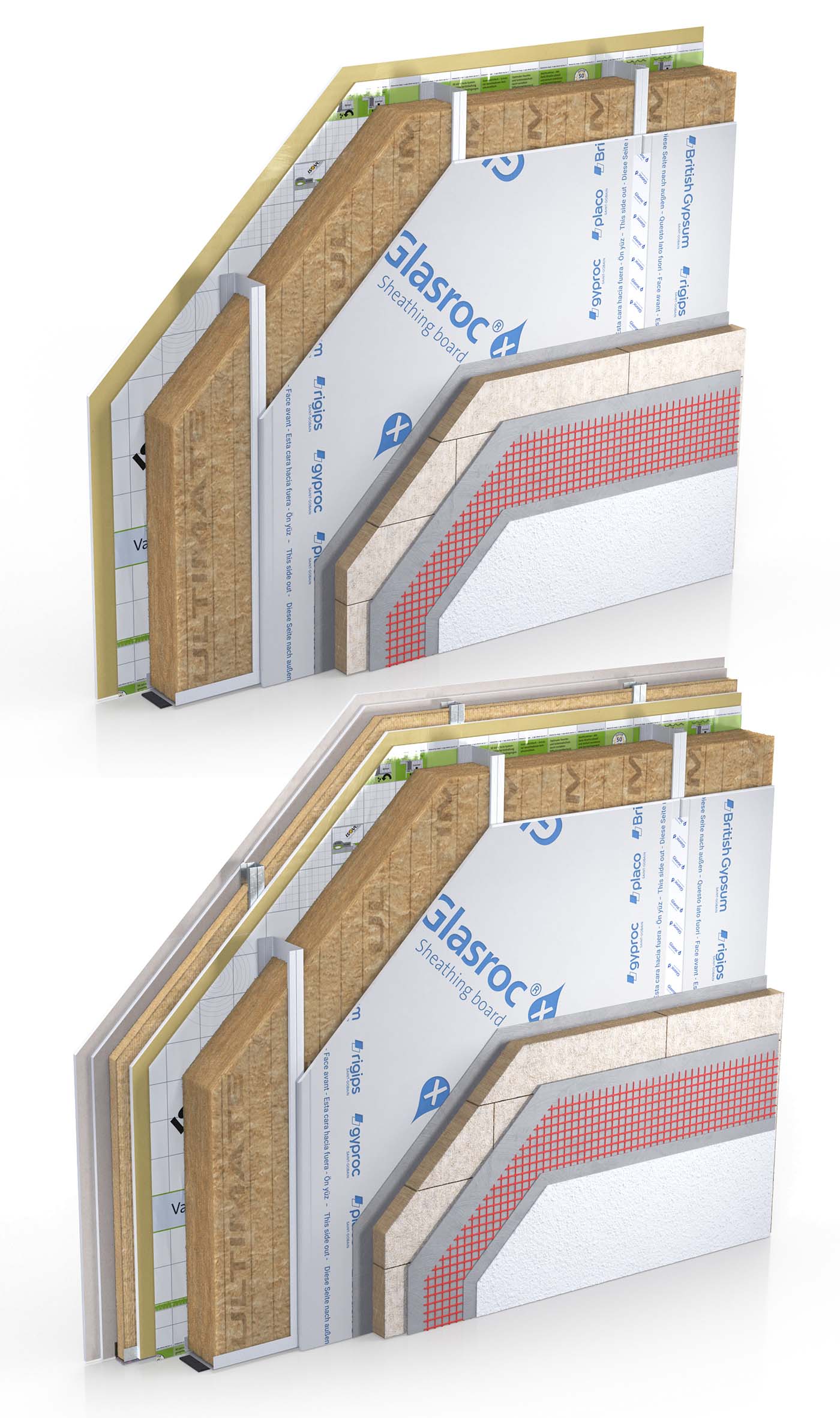 Glasroc-X-Anschlussband und die Glasroc-X- Anschlussdichtung