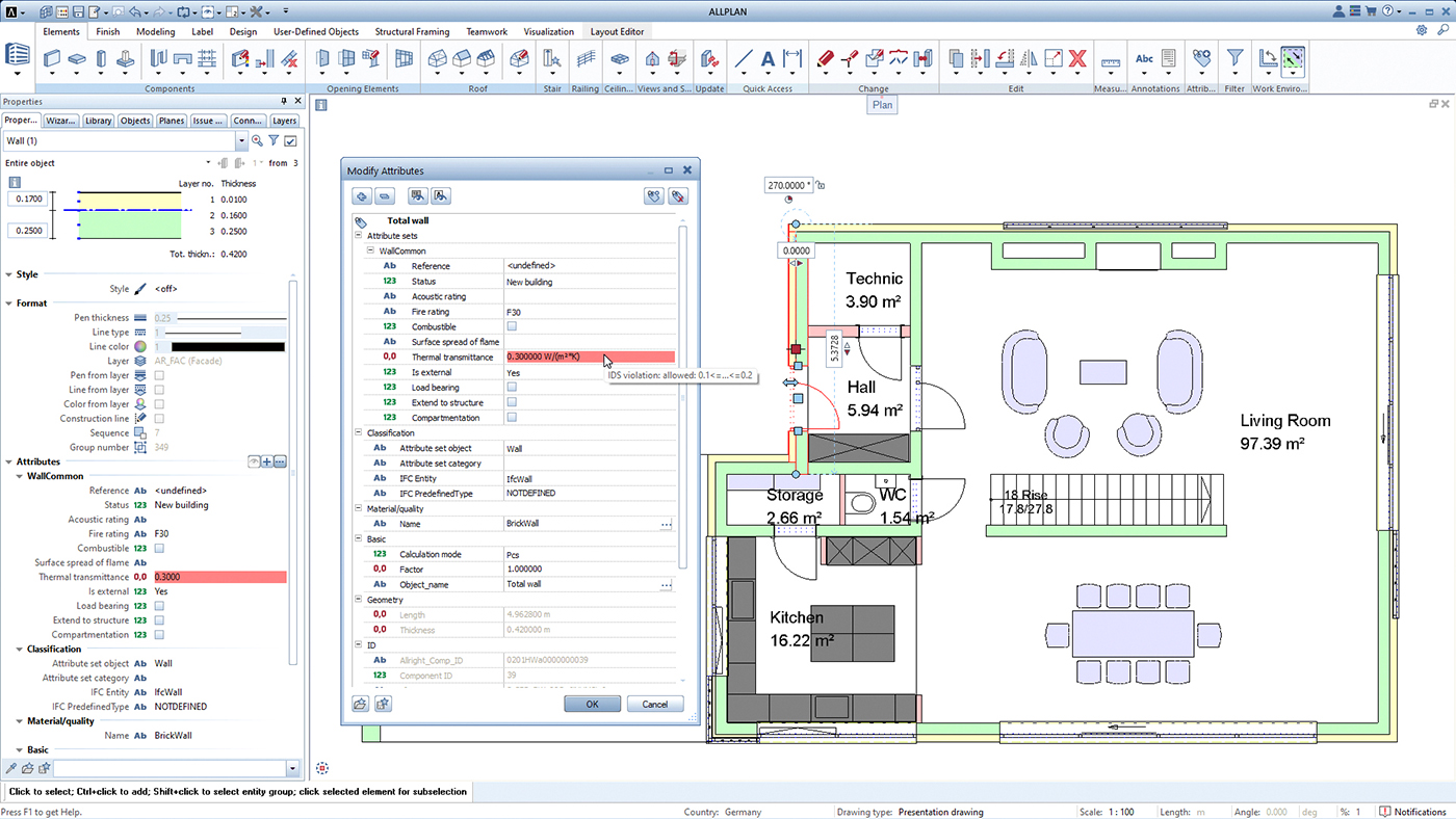 Das Foto zeigt einen Screenshot der neuen BIM-Software 2025 von Allplan